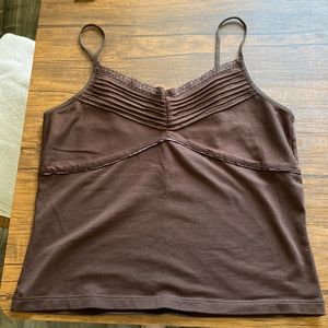 Chocolate brown lace cami tank top adjustable straps y2k 90s vintage